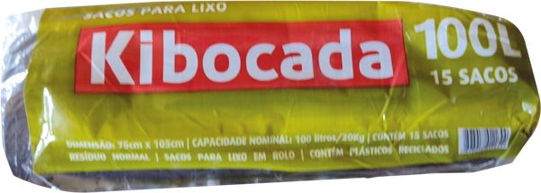 Saco para Lixo Kibocada 100L 15 Unid