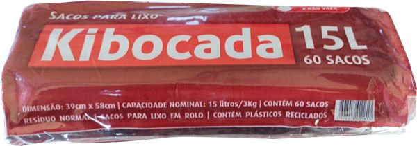 Saco para Lixo Kibocada 15L 60 Unid